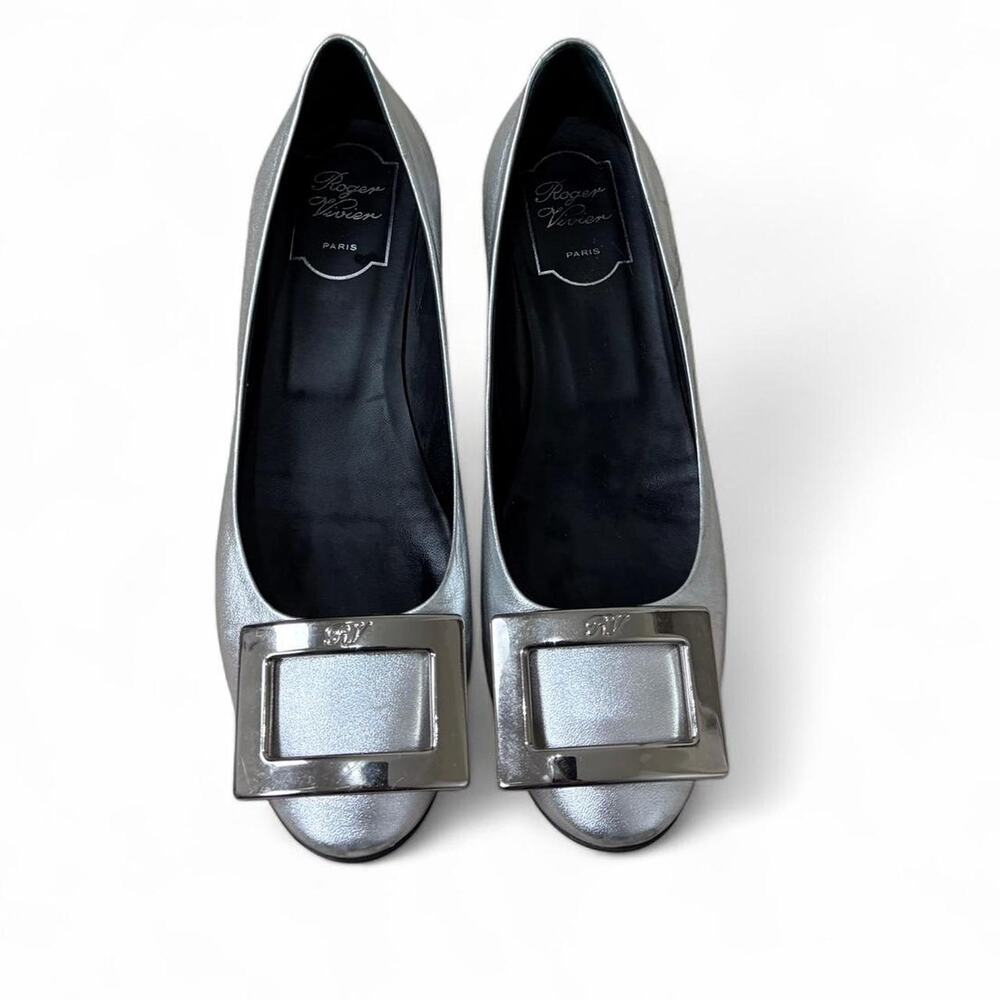 Roger Vivier Silver Leather Buckle